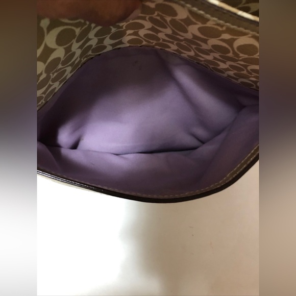 COACH Heritage Signature Stripe Gold Tote Double Handle Handbag Purse - Picture 13 of 16